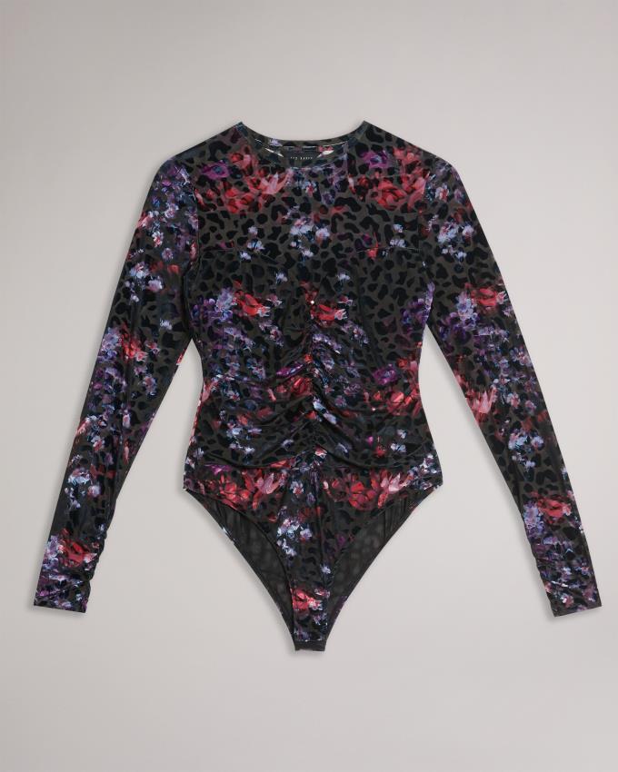 Body Ted Baker Floral Mesh With Animal Texture Noir Femme | MMN-61549555